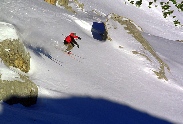Telemarker: Micha Ewald <br> Foto: Peter Hutzler<br> Location: Alpspitze, Germany <br> Date: January 2005