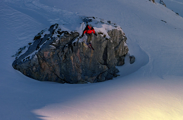 Telemarker: Micha Ewald <br> Foto: Peter Hutzler<br> Location: Alpspitze, Germany <br> Date: January 2005
