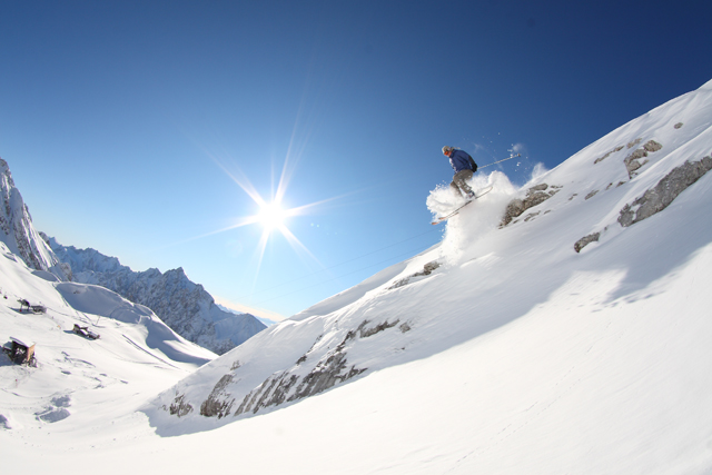 Telemarker: Micha Ewald<br> Foto: Peter Hutzler <br>Zugspitze, Bavaria - March 2008