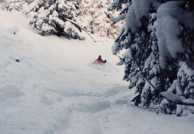 Telemarker: Peter Hutzler <br> Foto: Micha Ewald <br> Location: Scheinbergspitze <br> Date: Nov 1998