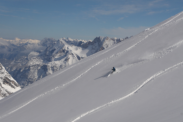 Telemarker: Peter Hutzler <br> Foto: Nicolas Wiesenthal <br>Zugspitze, Bavaria - March 2008